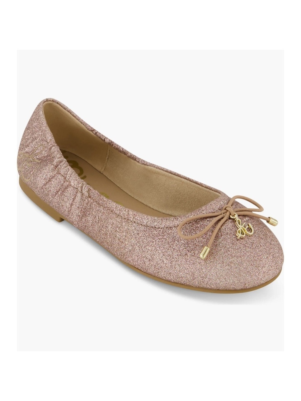 Sam Edelman Rose Gold Glitter Kids' Felicia Flex Ballet Flat Sz 12
